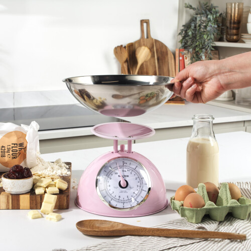 Salter Salter Retro Pink Mechanical Kitchen Scale – Easy Read Large Rotating Dial, 5kg 2