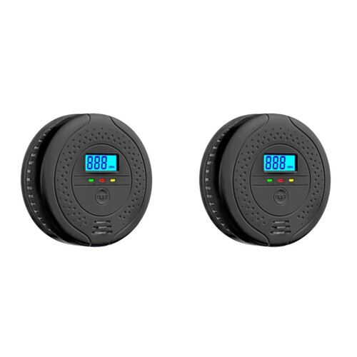 2X Carbon Monoxide Detector CO Sensor Warning for Home Kitchen High Sensitive Warning LCD Display CO Alarm