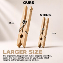 Heavy Duty Wooden Clothes Pegs by Smith’s | 40 Pack | Large Washing Line Pegs