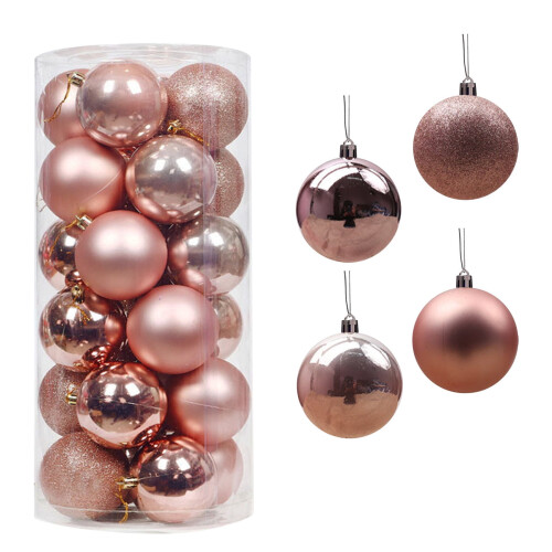 Christmas Tree Ornaments Set Rose Gold 24PCS 3CM