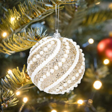 Plastic Christmas Ball Ornament 8cm Red Gold Pink