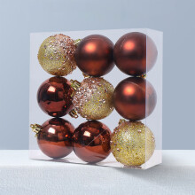 Brown Shatterproof Christmas Ball Ornaments Set 9 pcs