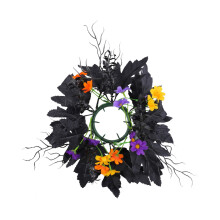 Inel de masă cu coroană de sfeșnic de Halloween, floarea-soarelui