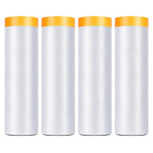 4 Rolls 2.8M x 20M Plastic Dust Sheet for Decorating, Self-Adhesive Painting Dro