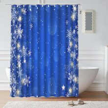 Cortina de ducha con diseño de copos de nieve para decoración navideña de invierno (72x72 pulgadas)