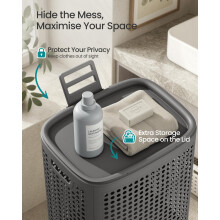 SONGMICS Laundry Basket with Lid, Plastic Laundry Hamper, 19.8 Gallons (75 L), S