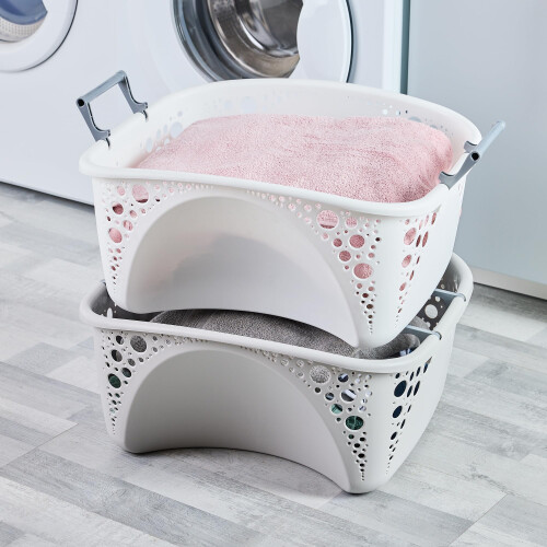 Minky Minky 40L Stackable Laundry Basket, Stackable Washing Basket, Sturdy Foldable Ha 1