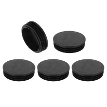 TA-VIGOR 5 Pcs Round Plastic End Caps 90mm(3.54 Inch), Black PE Pipe Plug Inserts for Chair Table Furniture Legs, Glide Floor Protector Tube Caps for
