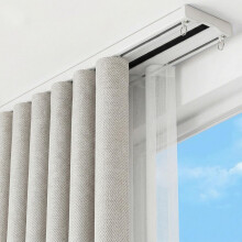 Double Curtain Track Ceiling Mounted Silent Glide Hooks Heavy Duty Dual Row Rail (360cm)