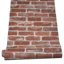 Pamatio Vintage Brick Wall Industrial Wallpaper, Red Faux 3D Effect Brick Stone Pattern Wall Paper, Non-Woven Retro Rustic Living Room Feature Walls