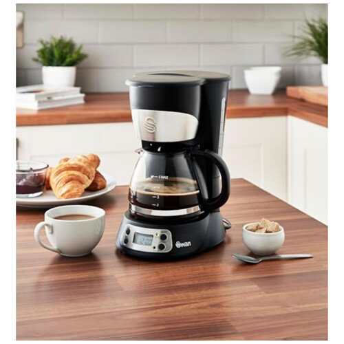 Swan Swan Programmable Coffee Maker with Keep Warm Function, LCD Timer, 750ml, 700W, Black, SK13130N 1