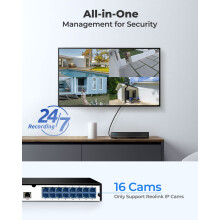 Reolink 4K PoE NVR 16 Channel PreInstalled 4TB Hard Drive Supports 16M