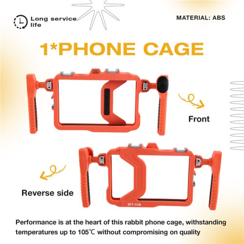 Dual-Hand  Phone Cage Extension Frame Accessory Stabilizer Universal Vlog Phone Stand Vlogging Orange 2