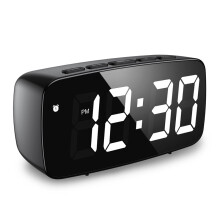 (Black) Alarm Clock Digital LED Clock Voice Control Snooze Time Temperature Display Night Mode Reloj Despertador Desktop Clocks