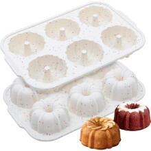 Jumbo-Riffelrohrpfanne mit Metallverstärktem Rahmen, Silikon-Backformen 2 Stück für Chocoflan, Donuts, Maisbrot