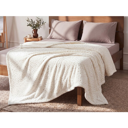 Beliani Blanket ALAZEYA 130 x 180 cm Off-White 1