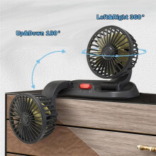 12V Dual Car Cooling Fan, 360 Rotatable, Automotive Fan with Car Charger Plug, Fast Heat Dissipation for Car, SUV