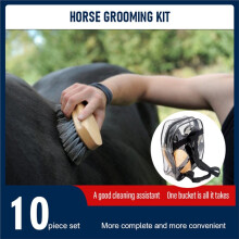 10Pcs Horse Grooming Kit, Equestrian Care Set with Brushes, Combs & Stable Cleaning Tools for Horse Bathing & Training
