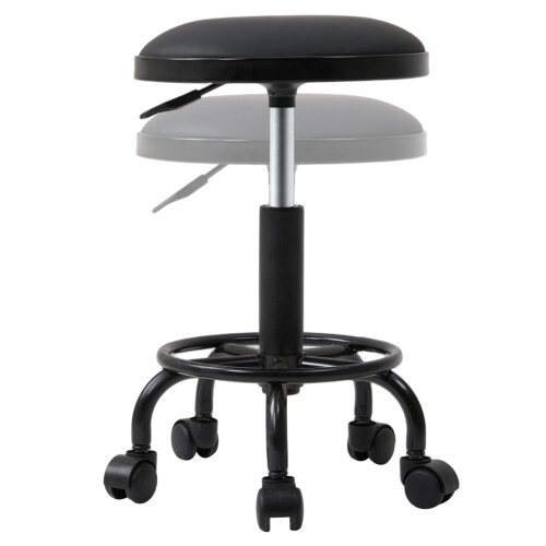 Living And Home Height-Adjustable PU Leather Round Salon Rolling Stool 2