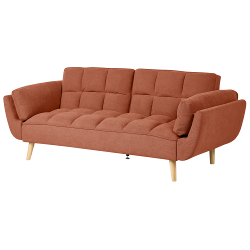 Beliani Sofa Bed 3 Seater ASBY Fabric Orange 2