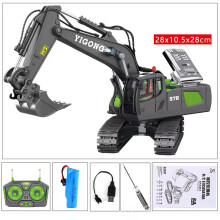 (Green 1B) Remote Control Excavator Bulldozer Dump Truck Rc Car Toys Electric Engineering 2.4g High-Tech Vehicle Model Toys For Kids Gifts