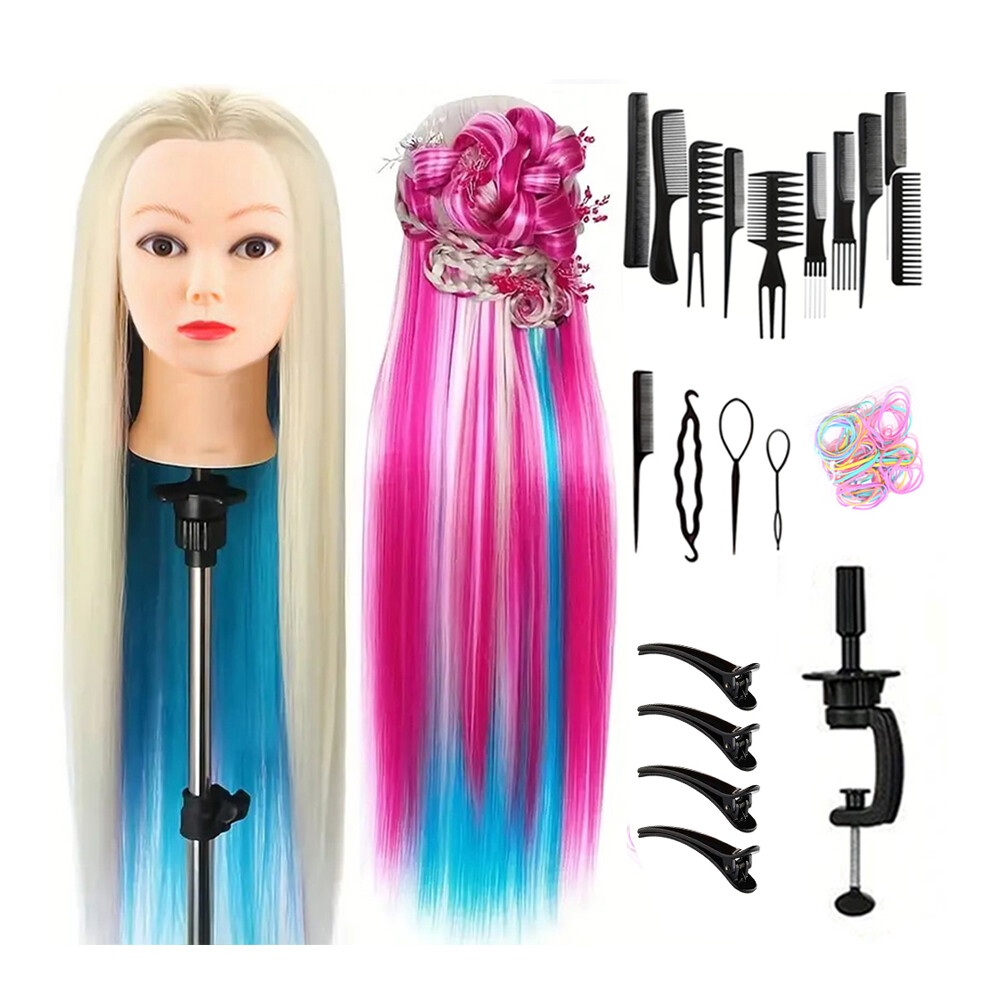 Xylfly (Yellow) 24Inch Mannequin Head With Fiber Hair Model Practice Hairdressing Doll Head Styling Hairdressing Training Braided