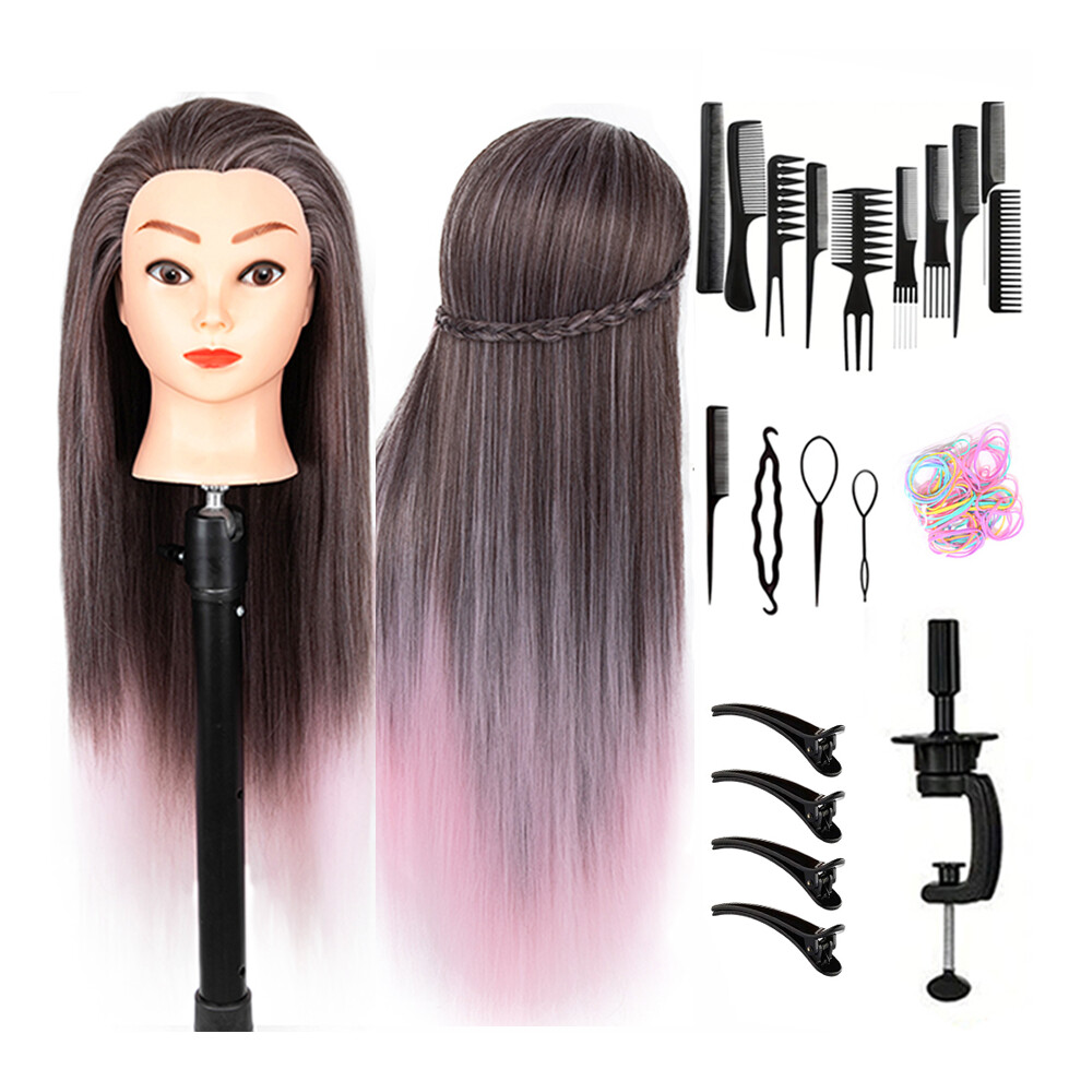 Xylfly (Lavender) 24Inch Mannequin Head With Fiber Hair Model Practice Hairdressing Doll Head Styling Hairdressing Training Braided
