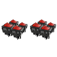 Interrupteur à Bascule à 4 Broches DPST 30 A 250 V CA, Lot de 8, Éclairage Rouge, Marche/Arrêt, T125, Robuste, pour Appareils Électroménagers.