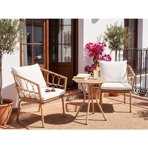 Beliani Bistro Set FERLA PE Rattan Light Brown 1