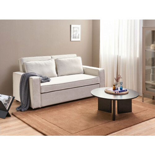 Beliani Sofa Bed 2 Seater UTTELA Fabric Off-White 1