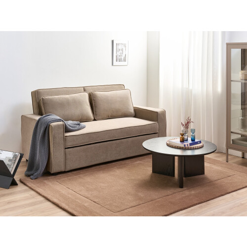 Beliani Sofa Bed 2 Seater UTTELA Fabric Light Brown 1