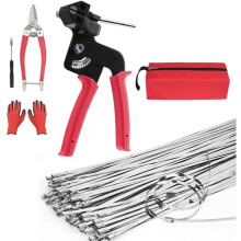 Metal Zip Tie Tool with 100 Pcs 11.8 Inch Stainless Steel Zip Ties,Adjustable Tension Fastening/Cutting Tool