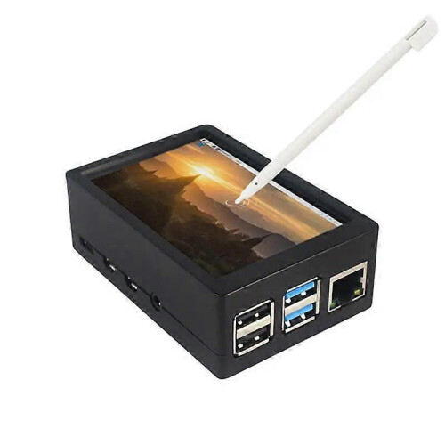 Écran tactile résistif TFT 3,5 pouces compatible avec Raspberry Pi 4B/3B/3B+, interface SPI, boîtier ABS inclus