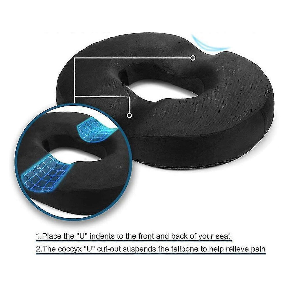 Orthopedic Coccyx Cushion for Hemorrhoid Relief, Non-slip Base, Removable Washable Cover, for Office Chair Pregnancy Postpartum Sciatica Bedsore Use