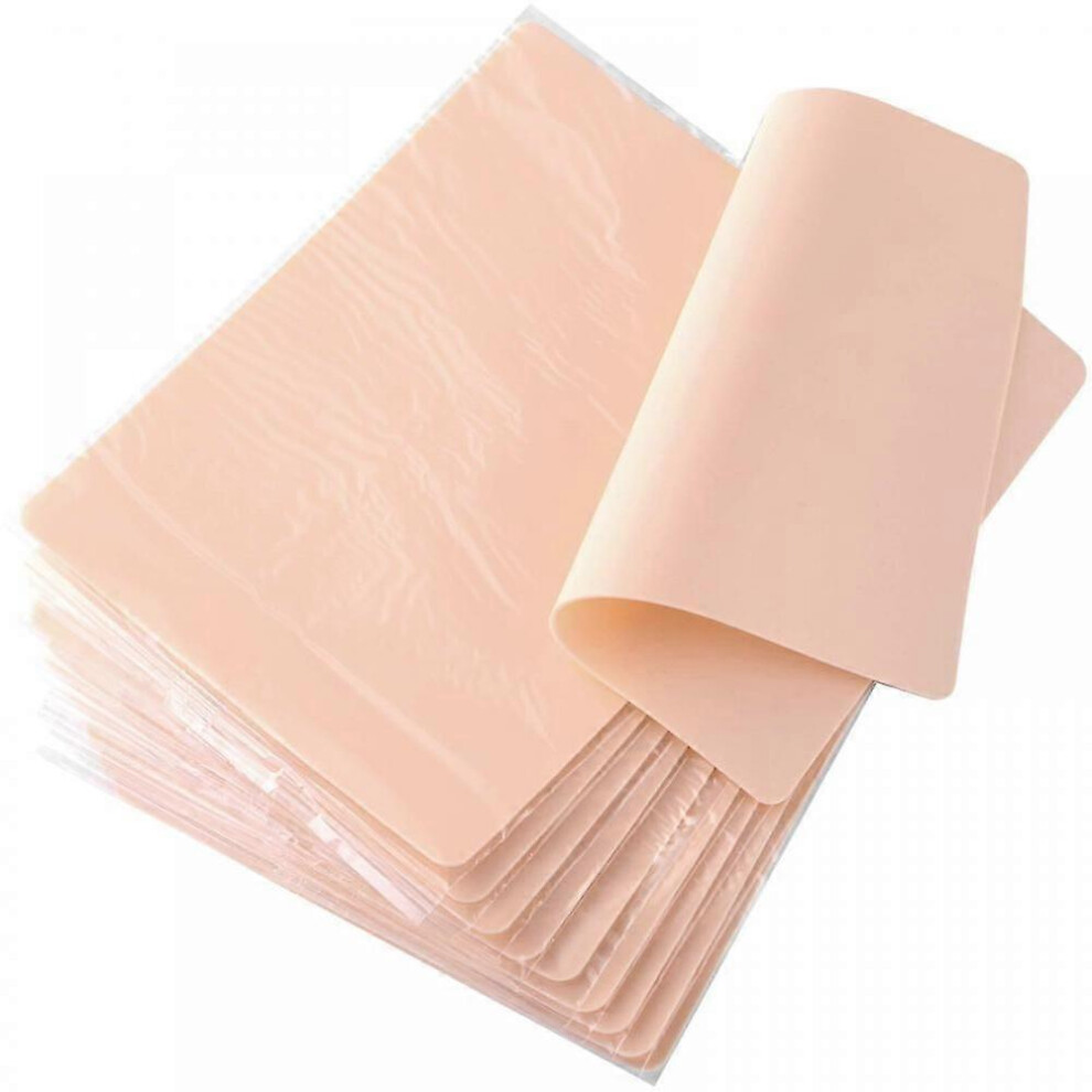 Blank Tattoo Practice Skins, Double Sides, 10pcs, 8x6in, Skin Colour, Synthetic Flexible Rubber, for Tattooing Eyebrow Eyeliner Lip Practice