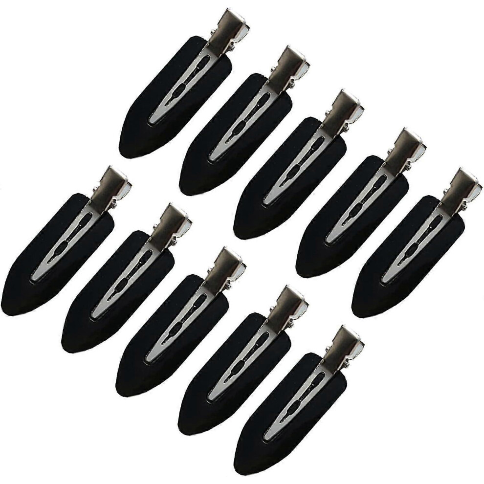 10 Pcs No Bend No Crease Hair Clips, Black, Stainless Steel and Resin, For Women Girls Makeup Hairstyling Face Washing
