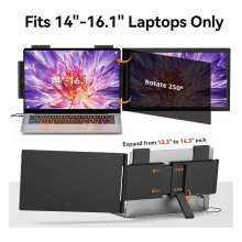 14 Inch Laptop Screen Extender, 1080P Portable Second Screen Monitor, 270 Rotation Display for 14" - 16.1" Laptops