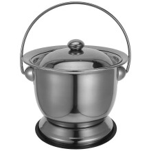 Portable Stainless Steel Chamber Pot with Lid, Silver, 25x25x21cm, for Home Use, Adult Elderly Pregnant Women Home Care Nursing