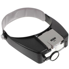 Hoofdband met LED-vergrootglas en verlichting, ABS-acryl, 3 lenzen, verstelbare hoofdband voor horlogereparatie, borduren, handwerk en lezen.