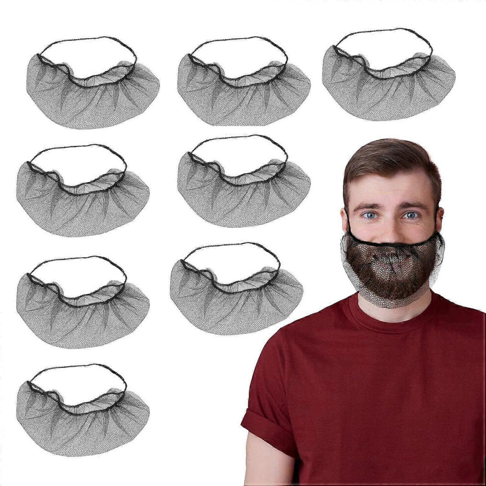 Men's Beard Net 100 Pack Black, Latex Nylon Catering Lab Medical Use