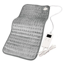 Coussin chauffant électrique anti-douleur avec arrêt automatique, 6 niveaux de chaleur, housse ultra-douce, 30 x 60 cm, gris