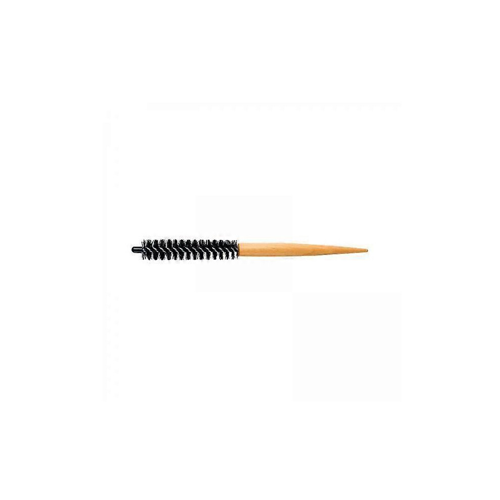 Small Round Hair Brush Quiff Roller Comb, Professional Styling Tool with Nylon Bristles and Wooden Handle