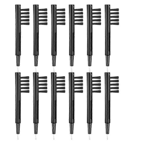 Hearing Aid Cleaning Brush, Compatible with Hearing Aids, Black, Plastic, 12-Pack