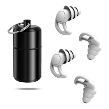Silicone Ear Plugs for Sleeping, 2 Pairs, NRR 25-33dB, Reusable with Aluminium Case
