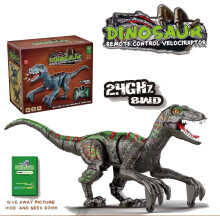 (4) Remote Control Velociraptor Toy For Kids Radio Controlled Velociraptor Toy Imitating Walking And Sound Bobblehead Toy For Boys