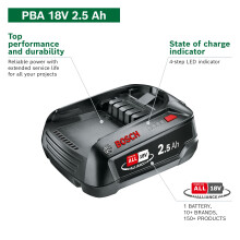 Bosch Battery Pack PBA 18V battery 25 Ah WB 18 Volt System in carton p