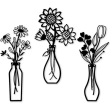 1set/3pcs Metal Floral Wall Decorations, Suitable for Rural Farmhouse Wall Decorations, Suitable for Living Rooms