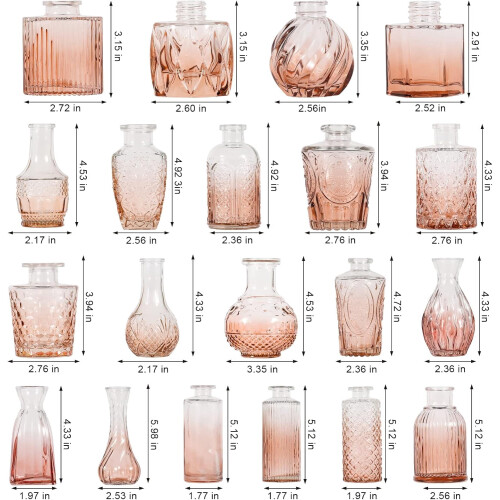 Glass Bud Vase Set Vintage Style 32 pcs 2