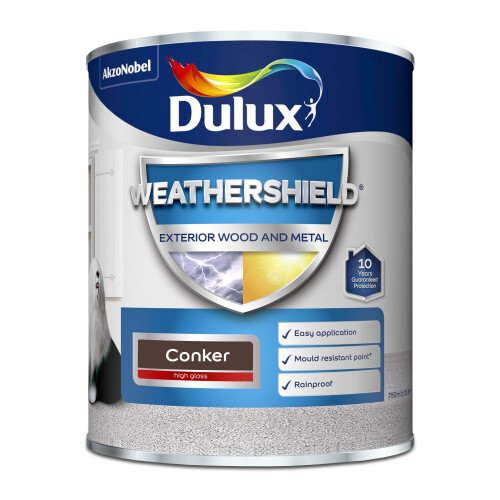 Dulux Dulux Weather Shield Exterior High Gloss Paint, 750 ml - Conker 1