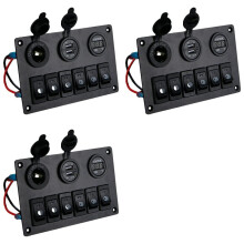 3X Panel Przełączników 6 Gang z Woltomierzem Cyfrowym LED 12 V-24 V Podwójna Ładowarka USB Gniazdo Zapalniczki do Ciężarówki RV Truck Boat SUV